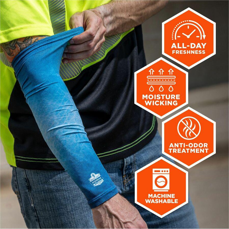 Chill-Its 6695 Sun Protection Arm Sleeves - Blue - UV Protection, Moisture Wicking, Stretchable, Machine Washable. Picture 8