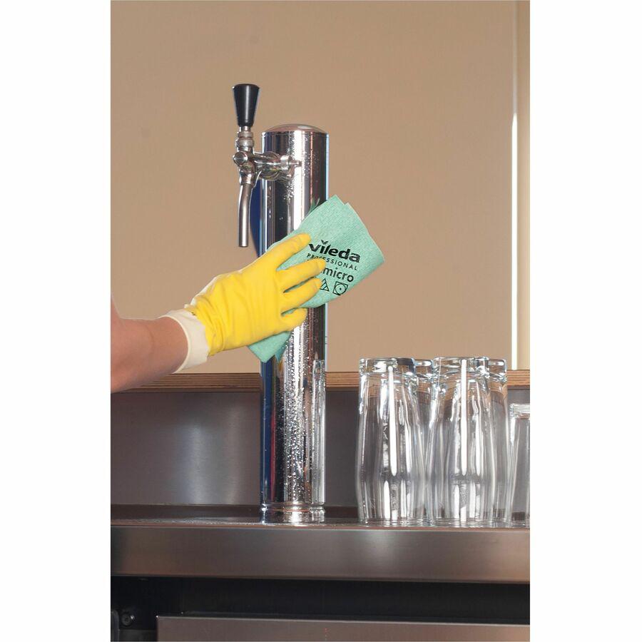 Vileda Professional PVAmicro Cleaning Cloths - Concentrate - 15" Length x 14" Width - 5 / Pack - Streak-free, Absorbent, Flexible, Soft - Green. Picture 3