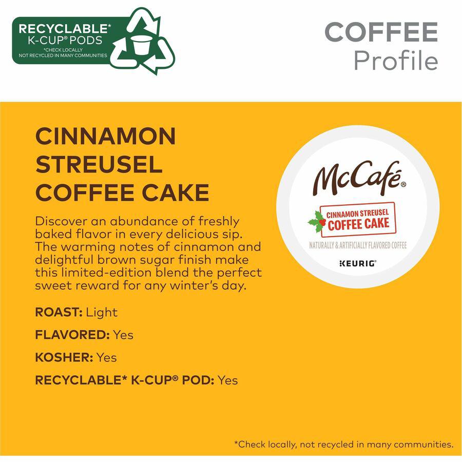 McCafe K-Cup Cinnamon Streusel Cake Coffee - Compatible with Keurig K-Cup Brewer - Light - 24 / Box. Picture 10