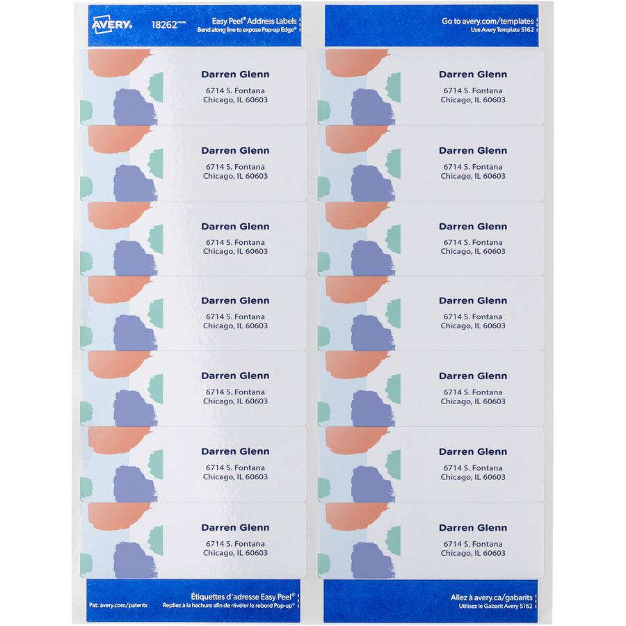 Avery&reg; Easy Peel White Inkjet Mailing Labels - 1 21/64" Width x 4" Length - Permanent Adhesive - Rectangle - Inkjet - White - Paper - 14 / Sheet - 25 Total Sheets - 350 Total Label(s) - 5. Picture 4