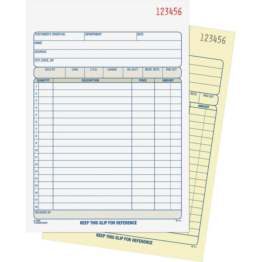Adams Carbonless 2-part Numbered Sales Order Books - 50 Sheet(s) - 2 PartCarbonless Copy - 5.56" x 8.43" Sheet Size - White, Canary - Assorted Sheet(s) - Red Print Color - 1 Each. Picture 5