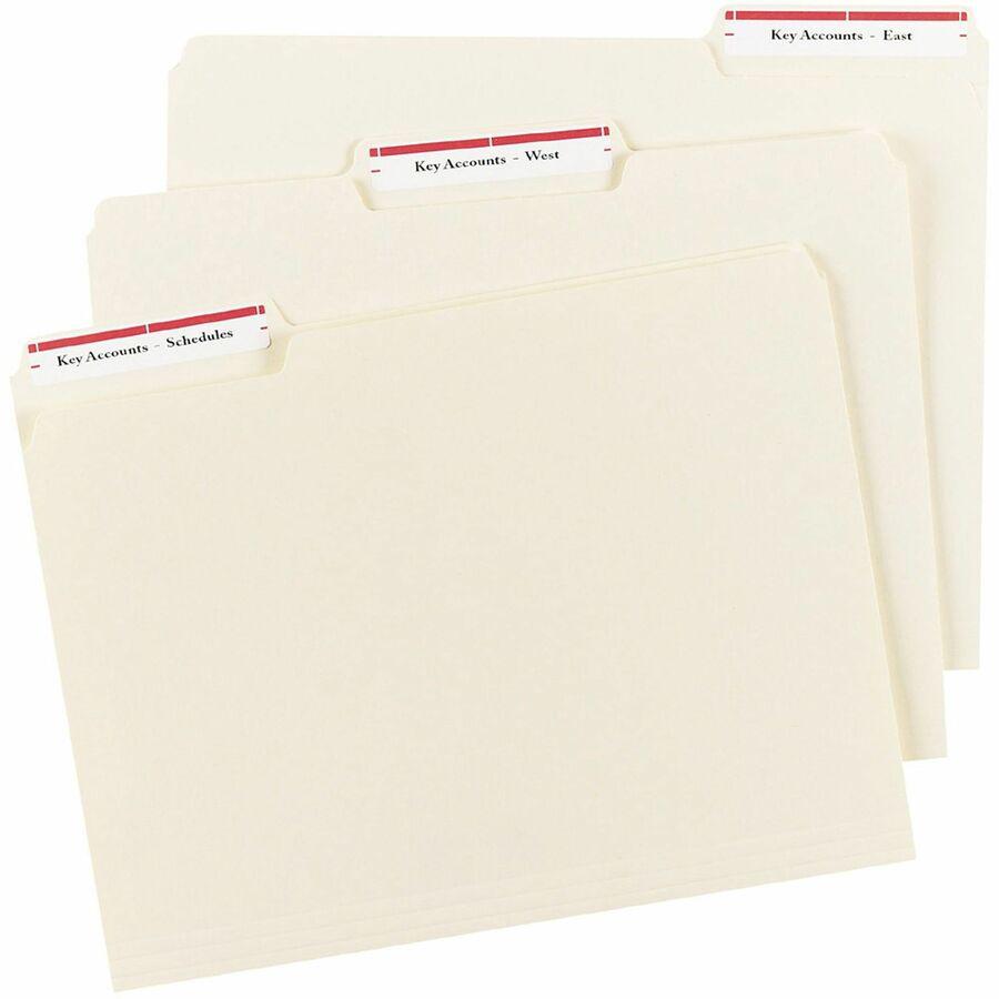 Avery&reg; TrueBlock File Folder Labels - Permanent Adhesive - Rectangle - Laser, Inkjet - Red - Paper - 30 / Sheet - 50 Total Sheets - 1500 Total Label(s) - 1500 / Box. Picture 11