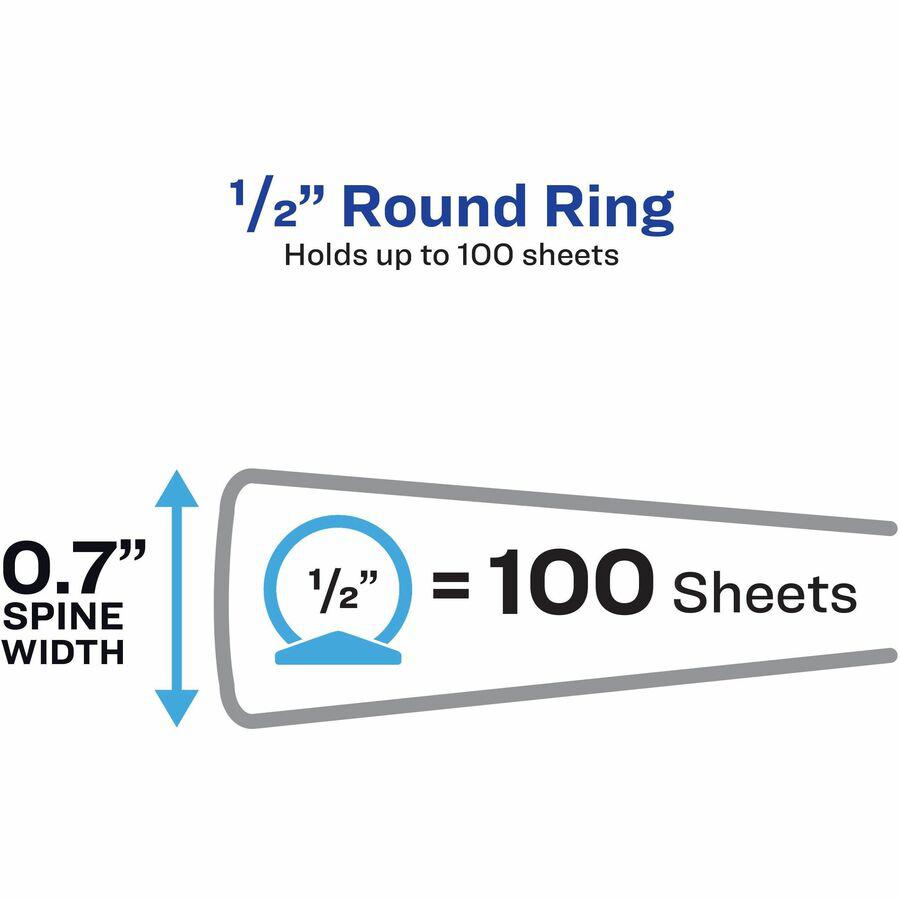 Avery&reg; Flexi-View 3 Ring Binder - 1/2" Binder Capacity - Letter - 8 1/2" x 11" Sheet Size - 100 Sheet Capacity - 3 x Round Ring Fastener(s) - Internal Pocket(s) - Polypropylene - Flexible, Durable. Picture 13