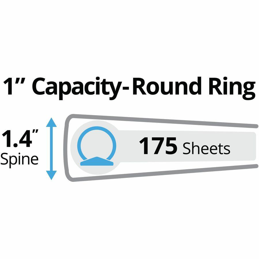 Avery&reg; Durable Binder - DuraHinge - 1" Binder Capacity - 8 1/2" x 5 1/2" Sheet Size - 175 Sheet Capacity - 3 x Round Ring Fastener(s) - 2 Internal Pocket(s) - Vinyl - Black - Gap-free Ring, Label . Picture 3