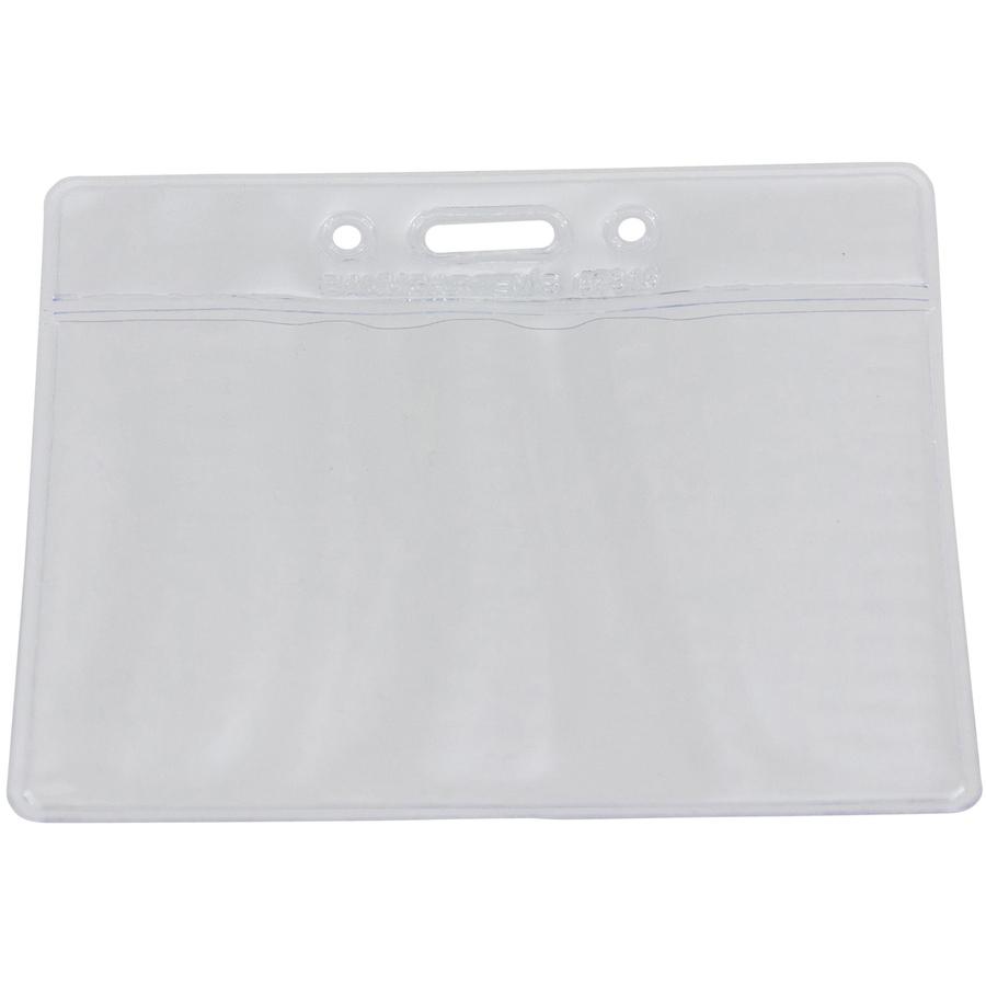 SICURIX ID Badge Holder - Horizontal - 4" x 3" x - Vinyl - 50 / Pack - Clear. Picture 6