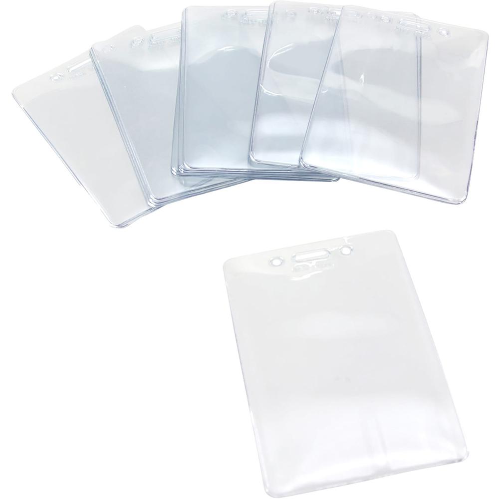 SICURIX Vertical ID Badge Holder - 3.9" x 3.6" x - Vinyl - 50 / Pack - Clear. Picture 6