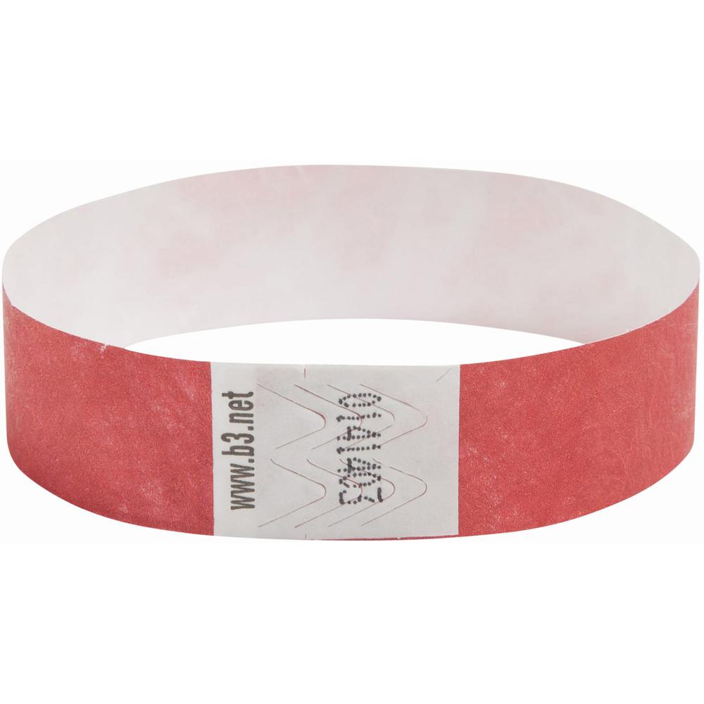 SICURIX Standard Dupont Tyvek Security Wristband - 100 / Pack - 0.8" Height x 10" Width Length - Red - Tyvek. Picture 2