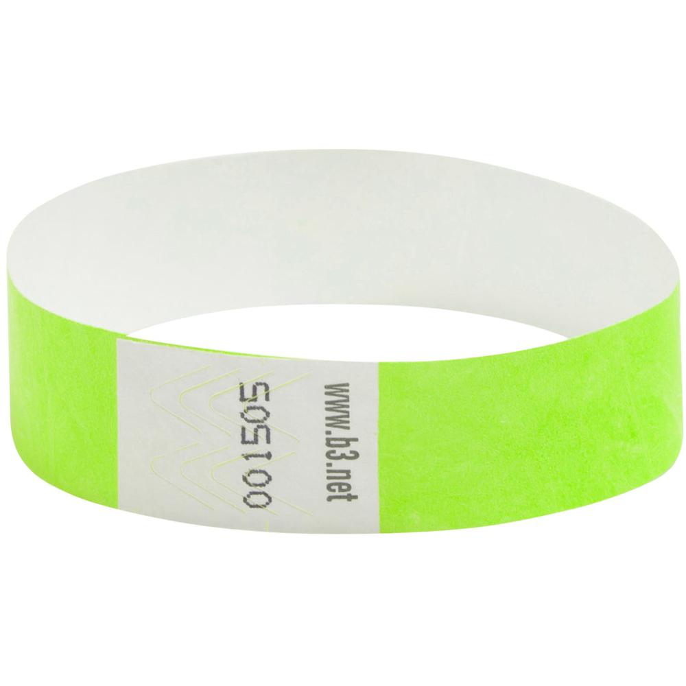 SICURIX Standard Dupont Tyvek Security Wristband - 100 / Pack - 0.8" Height x 10" Width Length - Neon Green - Tyvek. Picture 4