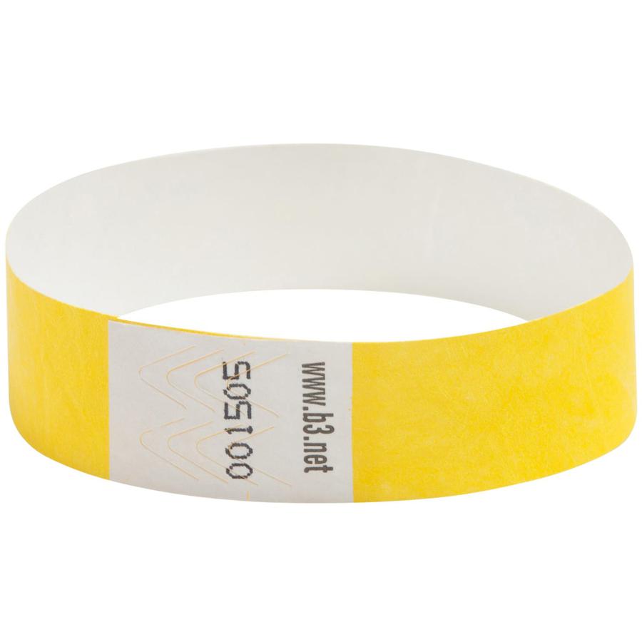 SICURIX Standard Dupont Tyvek Security Wristband - 100 / Pack - 0.8" Height x 10" Width Length - Yellow - Tyvek. Picture 5
