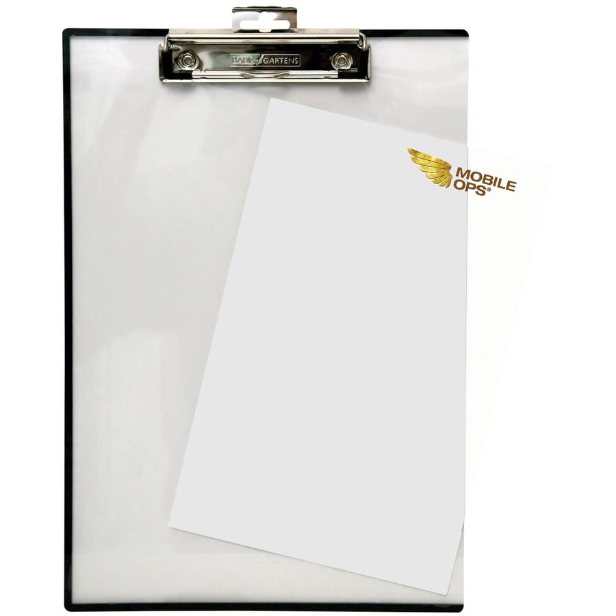 Mobile OPS Quick Reference Clipboard - Storage for Sheet - 9" x 12" - Low-profile - Vinyl - Clear - 1 Each. Picture 3