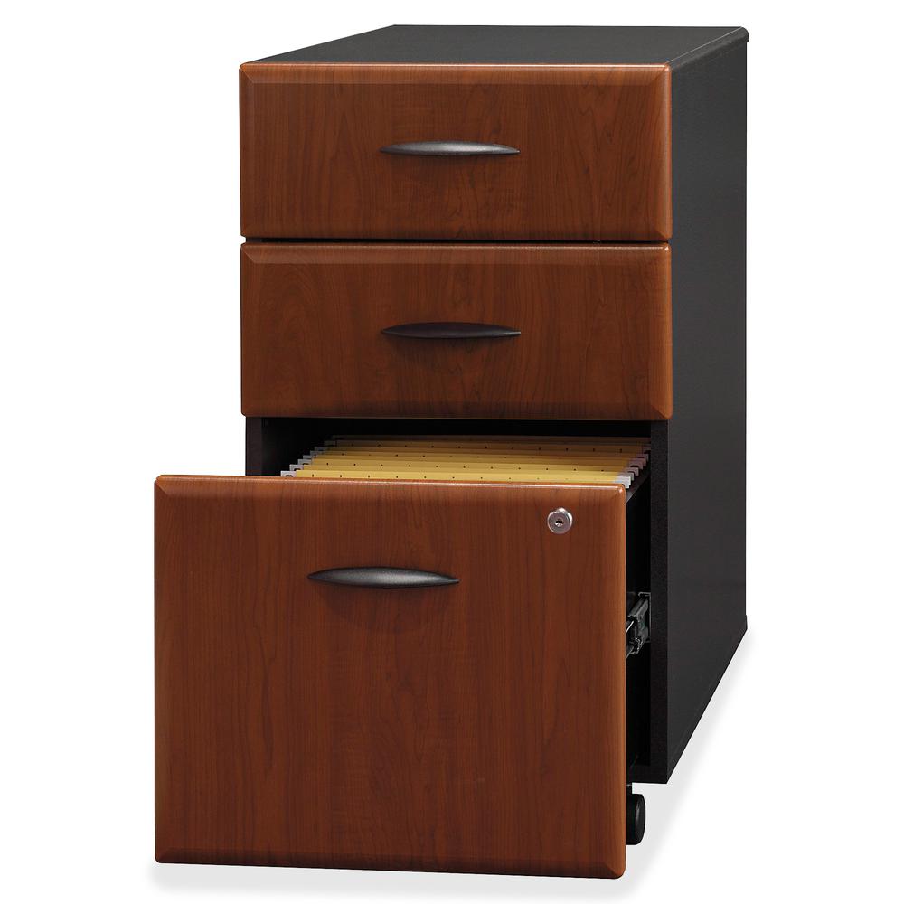 Bush Business Furniture Series A 3 Drawer Mobile File Cabinet, Assembled, Hansen Cherry/Galaxy. Picture 6