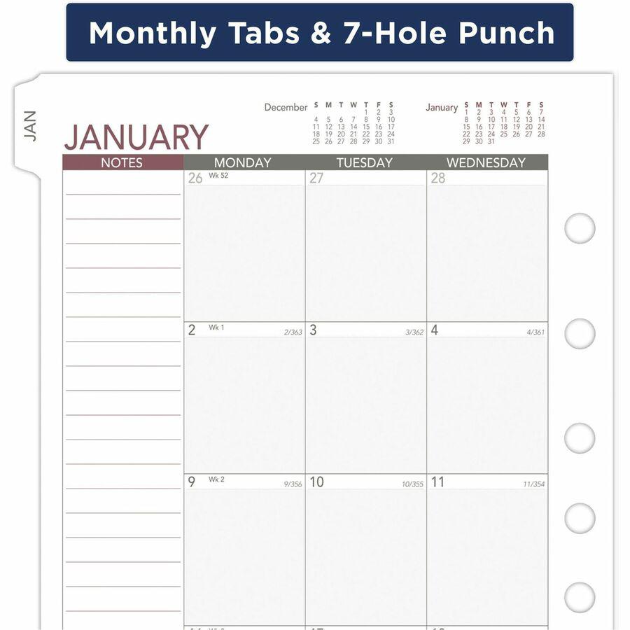 At-A-Glance 2024 Weekly Planner Refill, Loose-Leaf, Desk Size, 5 1/2" x 8 1/2" - Business - Julian Dates - Weekly - 1 Year - January 2024 - December 2024 - 8:00 AM to 5:00 PM - Hourly, Monday - Friday. Picture 9