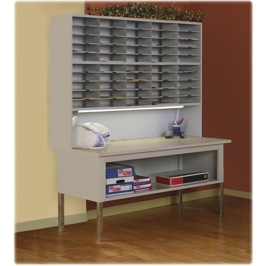 Mayline Mailflow-To-Go Sorting Table - 60" x 30"36" - 1 Shelve(s) - Finish: Chrome, Gray - Leveling Glide, Durable, Heavy Duty. Picture 2