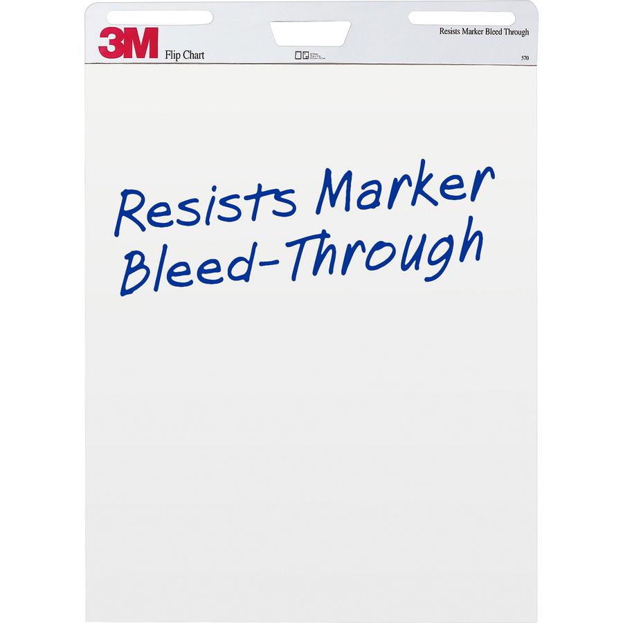 3M Flip Charts - 40 Sheets - Plain - Stapled - 18.50 lb Basis Weight - 25" x 30" - White Paper - Resist Bleed-through, Heavyweight, Sturdy Back, Cardboard Back - 2 / Carton. Picture 3