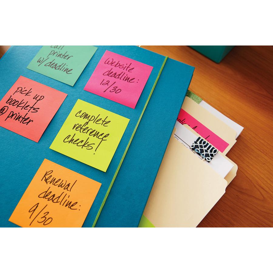 Post-it&reg; Notes - Poptimistic Color Collection - 500 - 3" x 3" - Square - 100 Sheets per Pad - Unruled - Power Pink, Acid Lime, Aqua Splash, Vital Orange, Guava - Paper - Self-adhesive, Repositiona. Picture 4