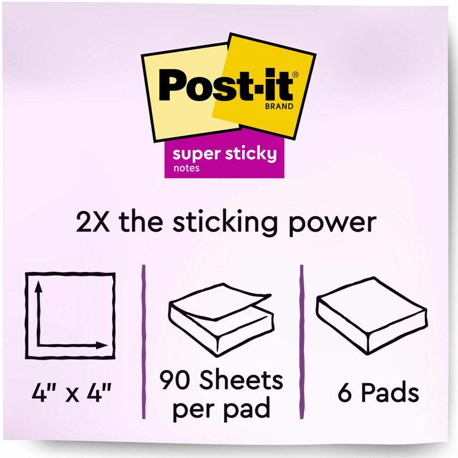 Post-it&reg; Super Sticky Lined Notes - Playful Primaries Color Collection - 540 - 4" x 4" - Square - 90 Sheets per Pad - Ruled - Candy Apple Red, Vital Orange, Lucky Green, Sunnyside, Blue Paradise, . Picture 3