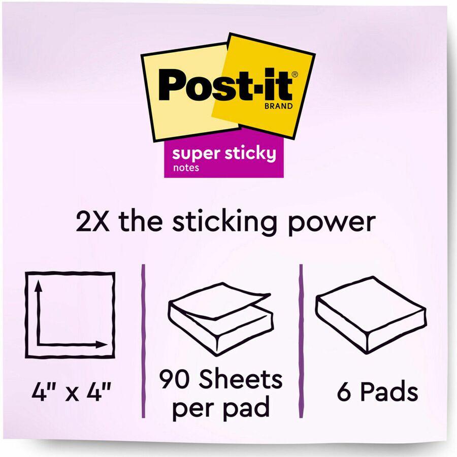Post-it&reg; Super Sticky Lined Notes - Energy Boost Color Collection - 540 - 4" x 4" - Square - 90 Sheets per Pad - Ruled - Vital Orange, Tropical Pink, Blue Paradise, Limeade, Sunnyside - Paper - Se. Picture 3