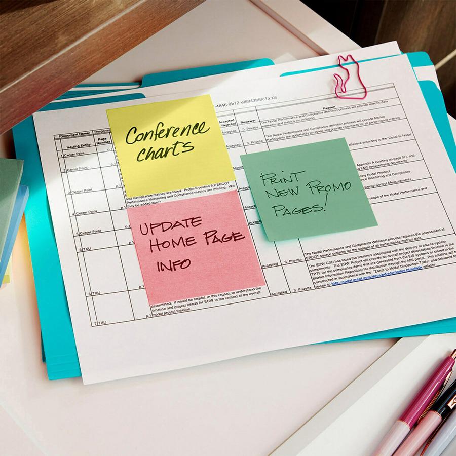 Post-it&reg; Dispenser Notes - Alternating Pastel Colors - 1200 - 3" x 3" - Square - 100 Sheets per Pad - Unruled - Fresh Mint, Canary Yellow, Pink Salt, Papaya Fizz - Paper - Refillable, Pop-up, Self. Picture 3