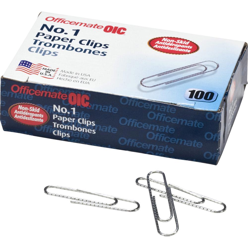 Officemate #1 Non-skid Paper Clips - No. 1 - 1.8" Length x 0.5" Width - Non-skid - 1000 / Pack - Silver - Steel. Picture 5