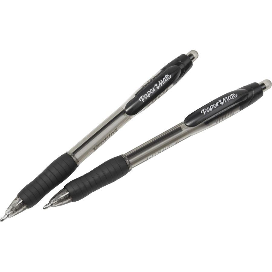 Paper Mate Retractable Profile Ballpoint Pens - Bold Pen Point - 1.4 mm Pen Point Size - Retractable - Black Gel-based Ink - Translucent Black Barrel - 1 Dozen. Picture 3