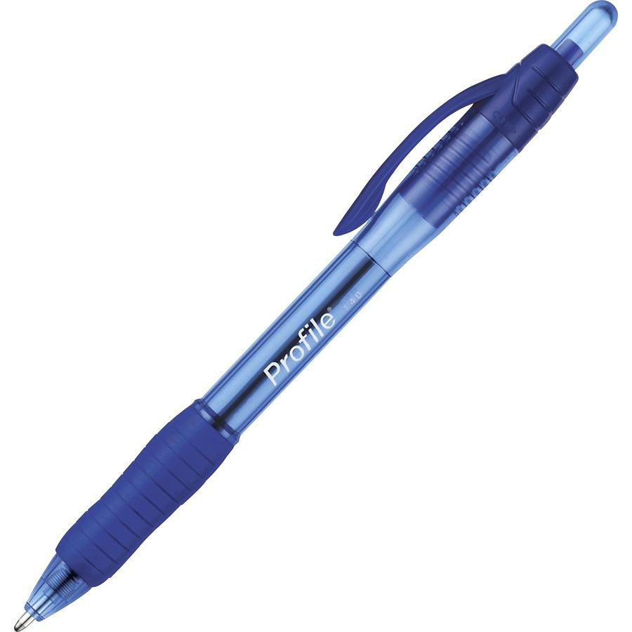 Paper Mate Retractable Profile Ballpoint Pens - Bold Pen Point - 1.4 mm Pen Point Size - Retractable - Blue Gel-based Ink - Blue Barrel - 1 Dozen. Picture 4