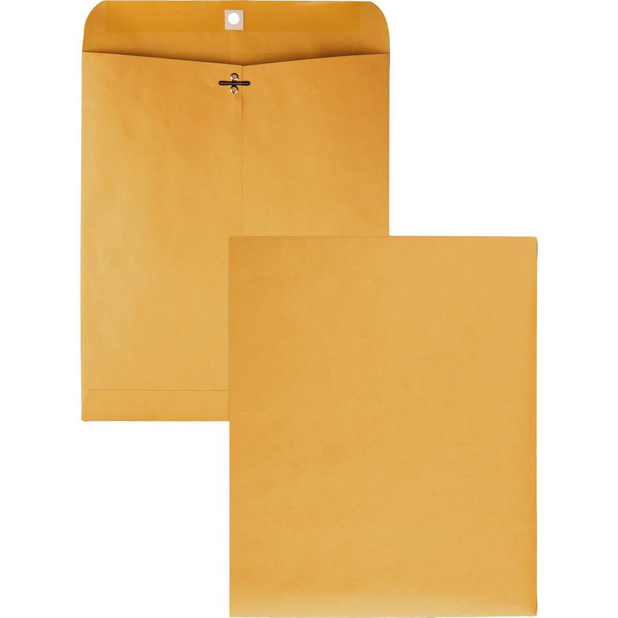 Quality Park 10 x 12 Clasp Envelopes with Deeply Gummed Flaps - Clasp - #95 - 10" Width x 12" Length - 28 lb - Gummed - Kraft - 100 / Box - Kraft. Picture 7