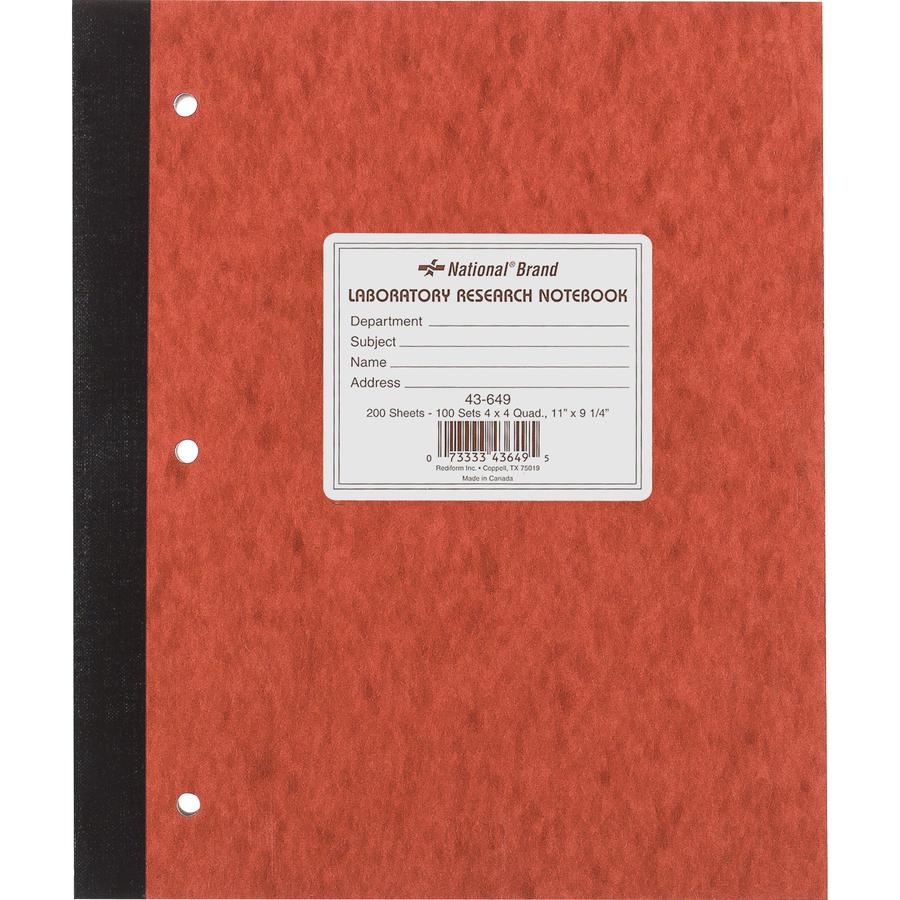 Rediform Laboratory Research Notebook - 200 Sheets - Sewn - 9 1/4" x 11" - Brown Paper - BrownPressboard Cover - Micro Perforated, Numbered, Perforated, Punched - 1 Each. Picture 5