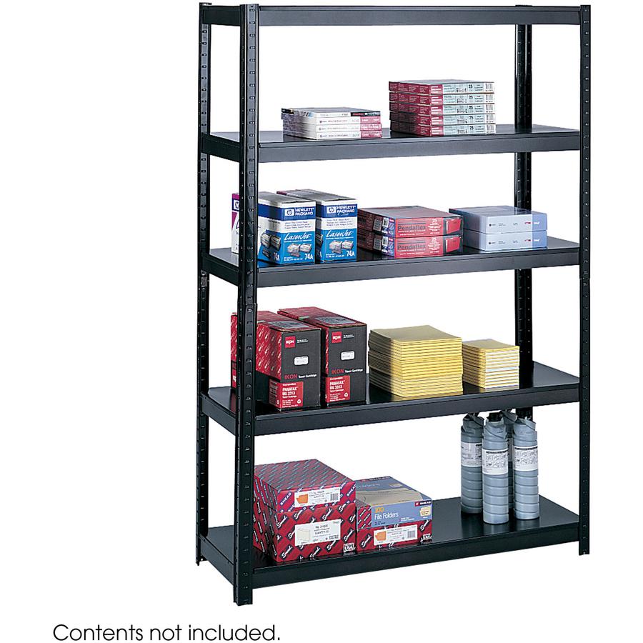 Safco Boltless Steel Shelving - 48" x 18" x 72" - 5 x Shelf(ves) - 1000 lb Load Capacity - Black - Powder Coated - Steel - Assembly Required. Picture 3