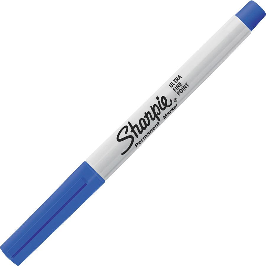 Sharpie Precision Permanent Markers - Ultra Fine, Fine Marker Point - Blue Alcohol Based Ink - 12 / Box. Picture 2