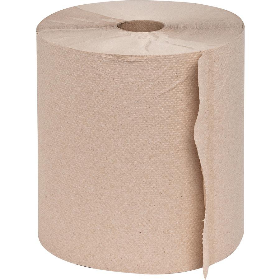 Genuine Joe Embossed Hardwound Roll Towels - 7.90" x 800 ft - 2" Core - Natural - 6 / Carton. Picture 9