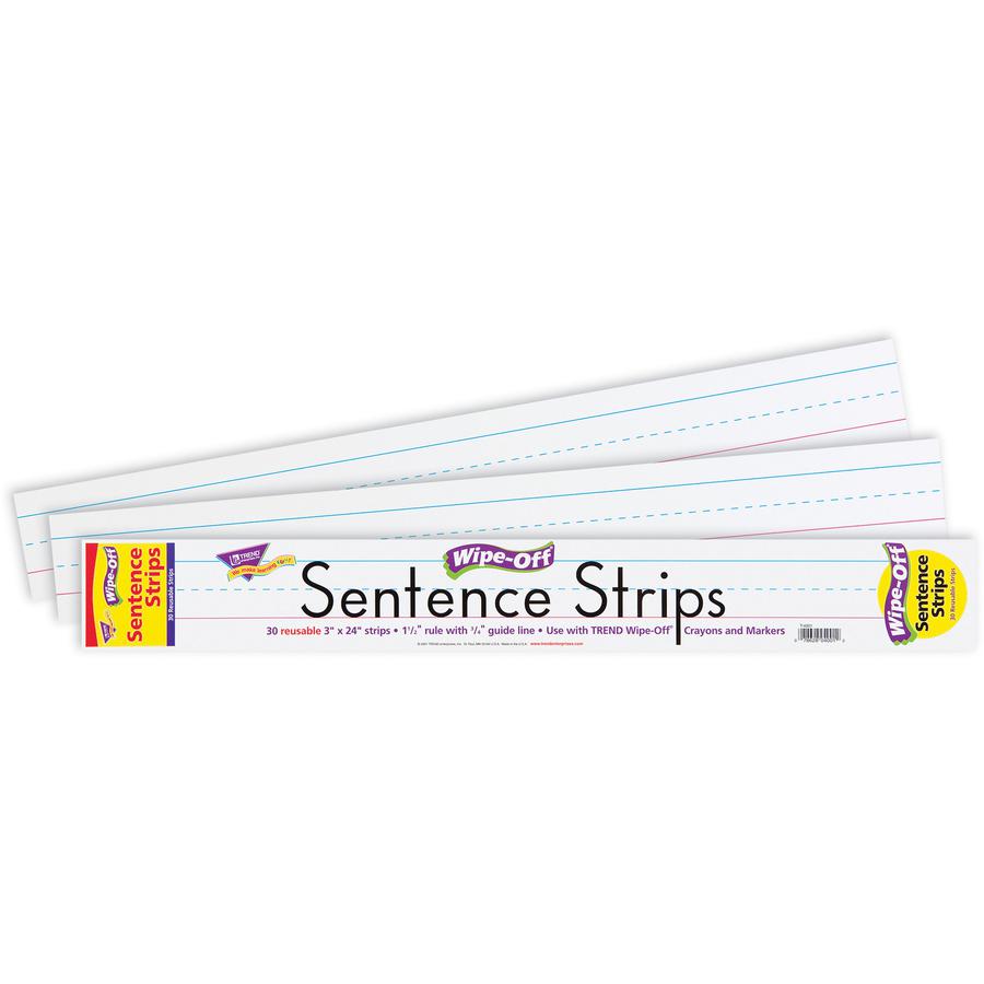 Trend Wipe-Off Sentence Strips - Skill Learning: Writing, Word, Spelling - 30 / Pack. Picture 2