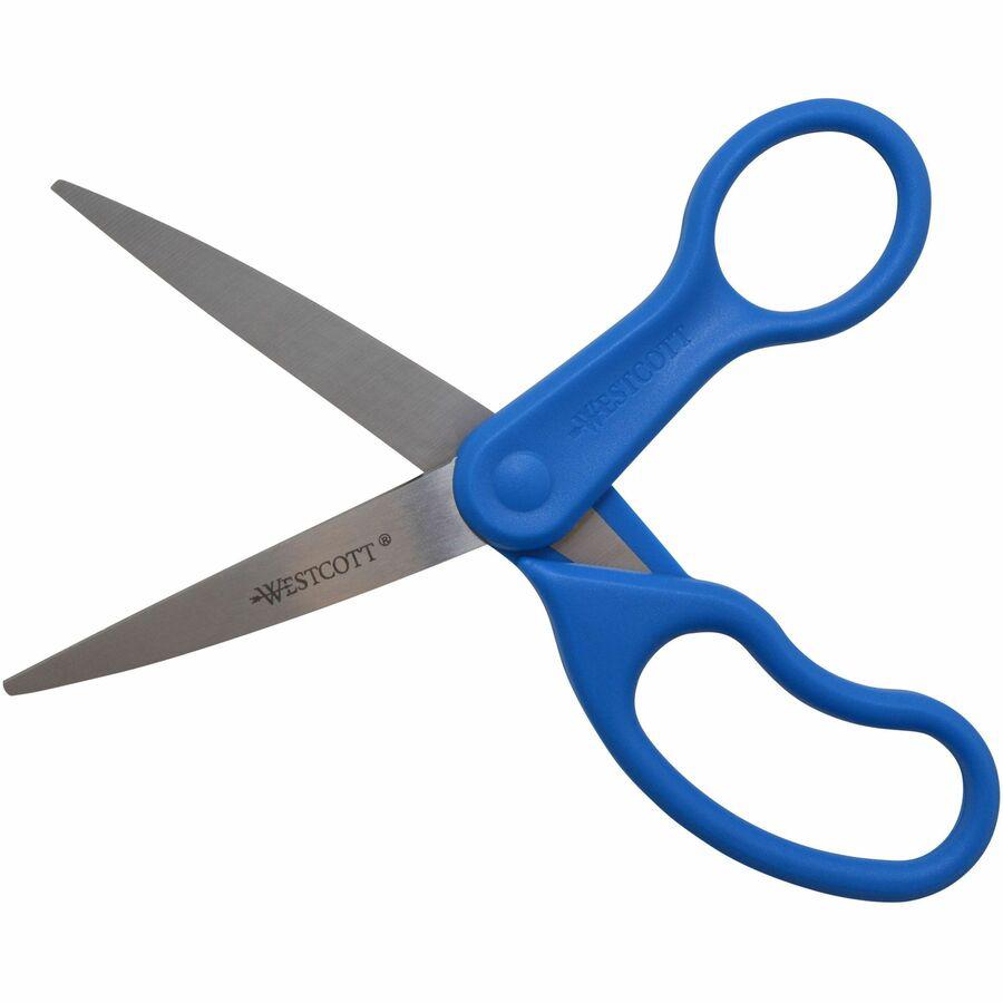 Westcott 8" Straight All Purpose Scissors - 3.50" Cutting Length - 8" Overall Length - Straight-left/right - Stainless Steel - Pointed Tip - Stainless Steel - 1 Each. Picture 3