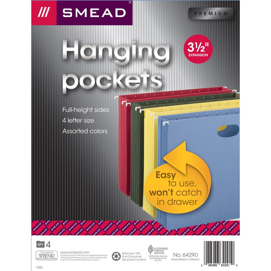 Smead Flex-I-Vision Letter Recycled Hanging Folder - 8 1/2" x 11" - 3 1/2" Expansion - Blue, Green, Red, Yellow - 10% Recycled - 4 / Pack. Picture 7