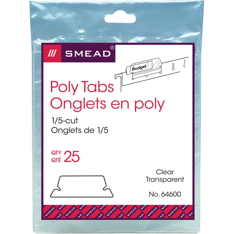 Smead Poly Tabs - 5 Tab(s)/Set x 2.25" Tab Width - Clear Vinyl Tab - 25 / Pack. Picture 8