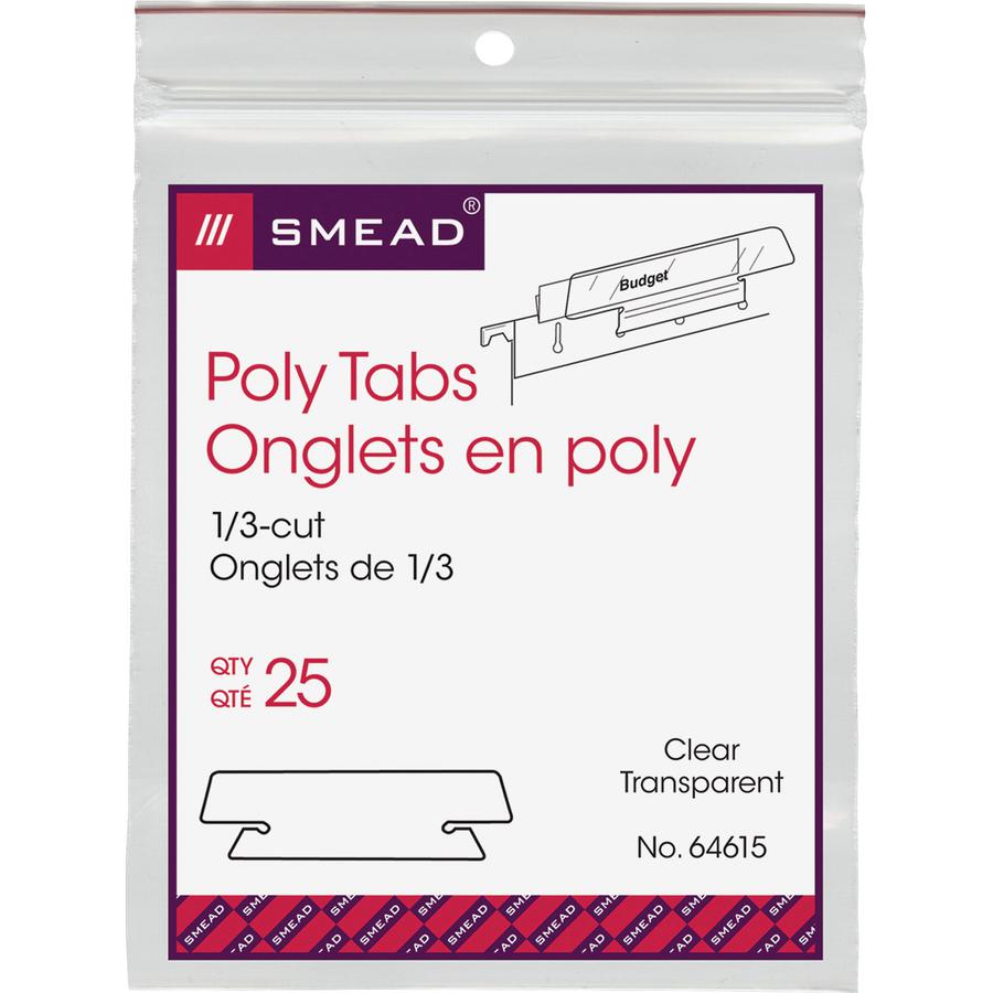 Smead Hanging Folder Tabs - Clear Poly Tab(s) - 25 / Pack. Picture 5