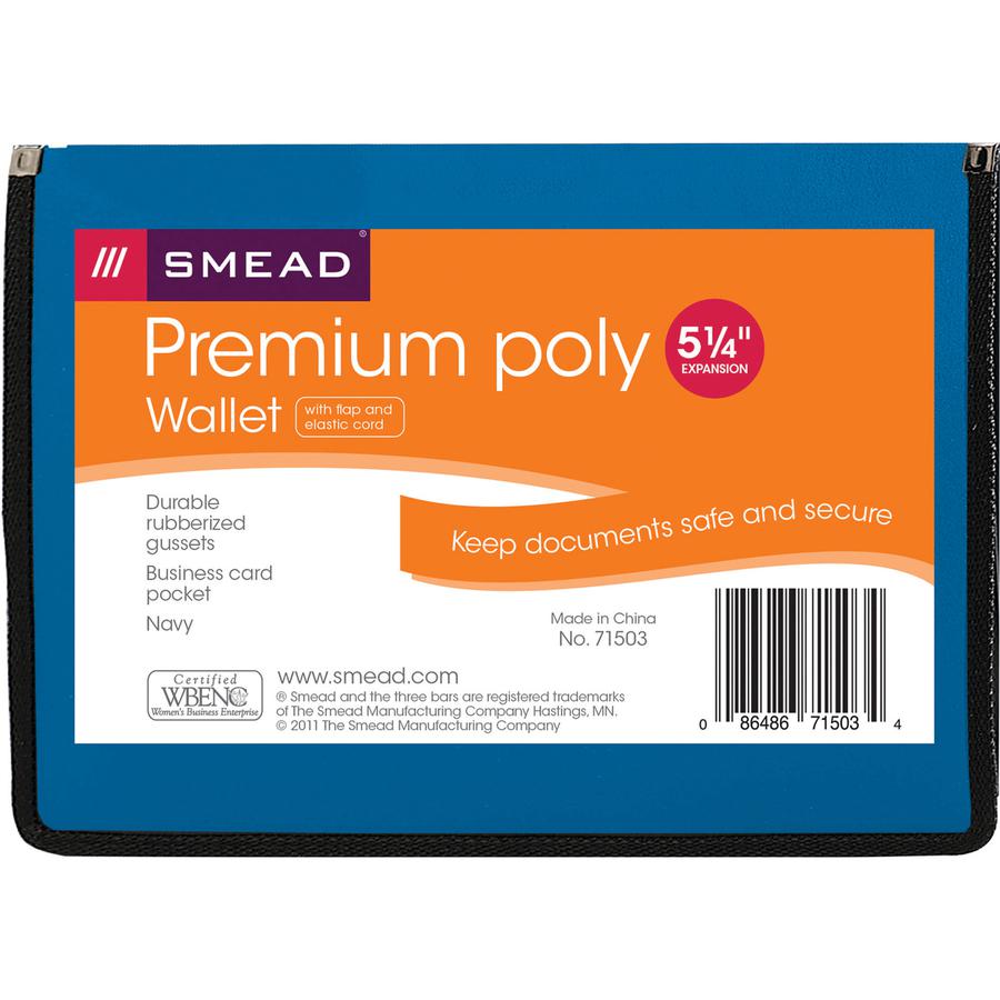 Smead Letter File Wallet - 8 1/2" x 11" - 5 1/4" Expansion - Front Pocket(s) - Poly - Navy Blue - 1 Each. Picture 7
