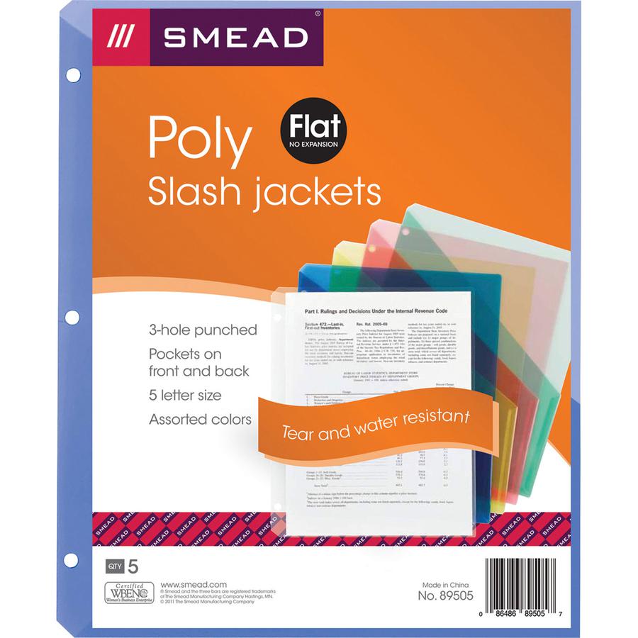 Smead Letter File Jacket - 8 1/2" x 11" - Poly - Clear, Green, Red, Yellow, Blue - 5 / Pack. Picture 3