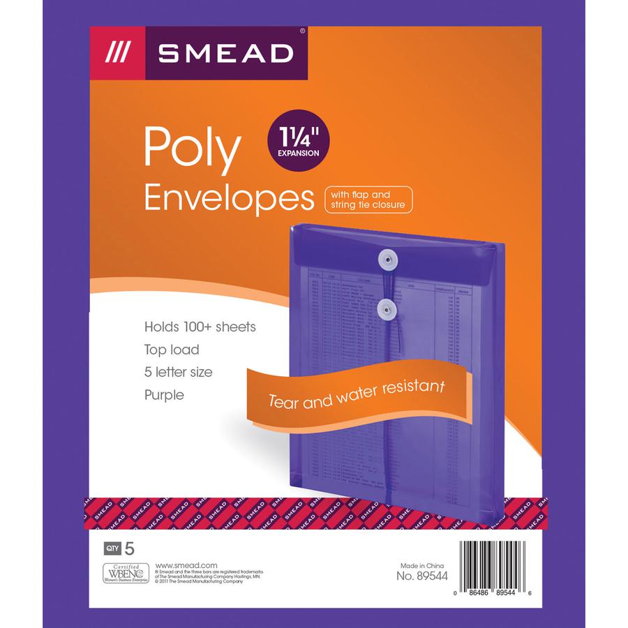 Smead Ultracolor Letter File Pocket - 8 1/2" x 11" - 1 1/4" Expansion - Polypropylene - Purple - 5 / Pack. Picture 3