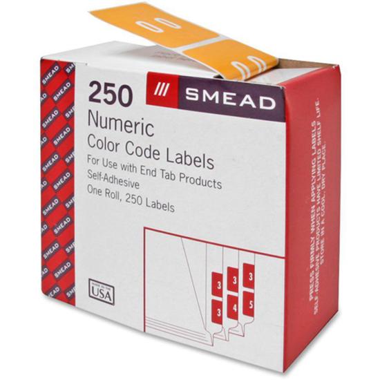 Smead DCC Color-Coded Numeric Labels - "Number" - 1 1/2" Width x 1 1/2" Length - Yellow - 250 / Roll. Picture 3