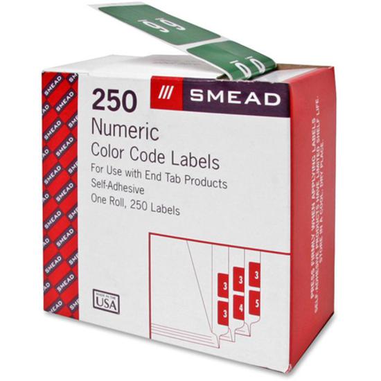 Smead DCC Color-Coded Numeric Labels - "Number" - 1 1/2" Width x 1 1/2" Length - Green - 250 / Roll. Picture 2