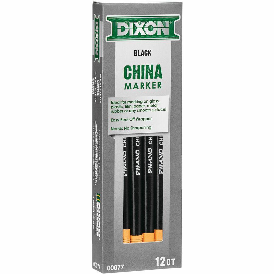 Dixon Phano Nontoxic China Markers - Black Lead - Black Barrel - 1 Dozen. Picture 8