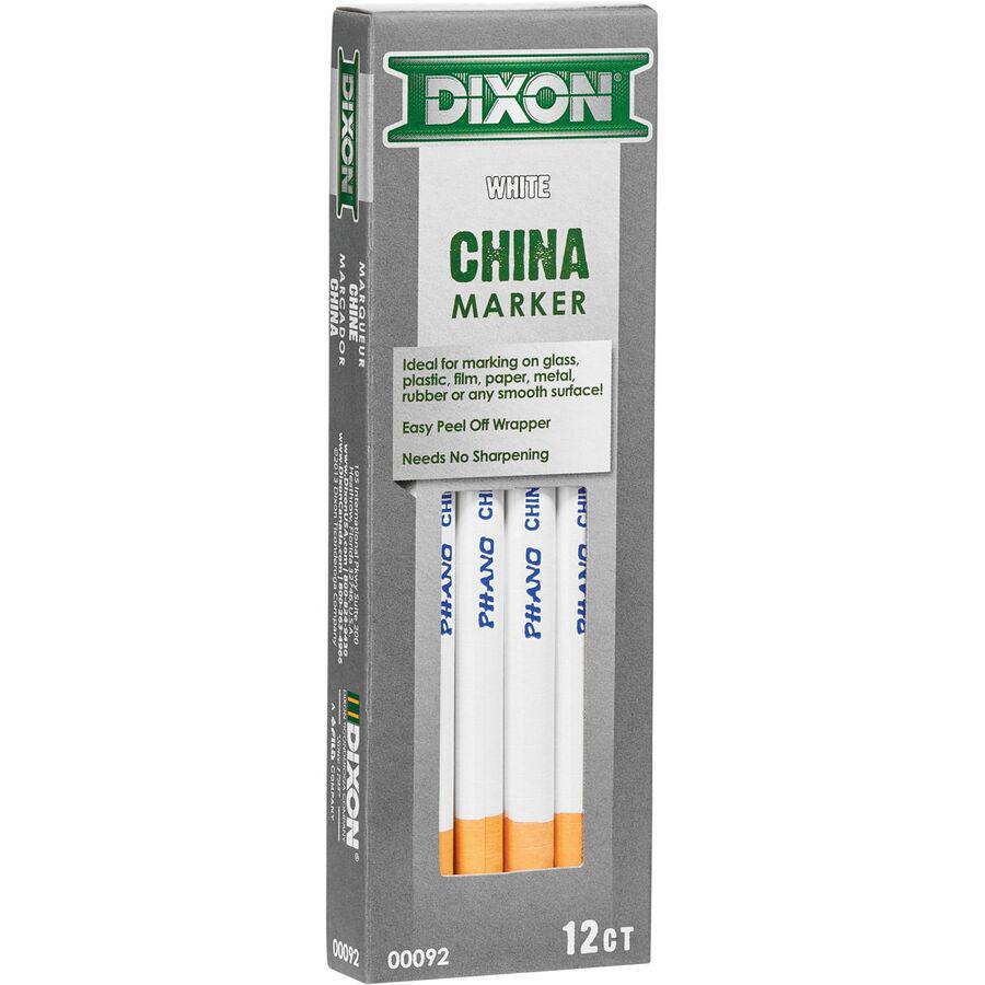 Dixon Phano Nontoxic China Markers - White Lead - White Barrel - 1 Dozen. Picture 8