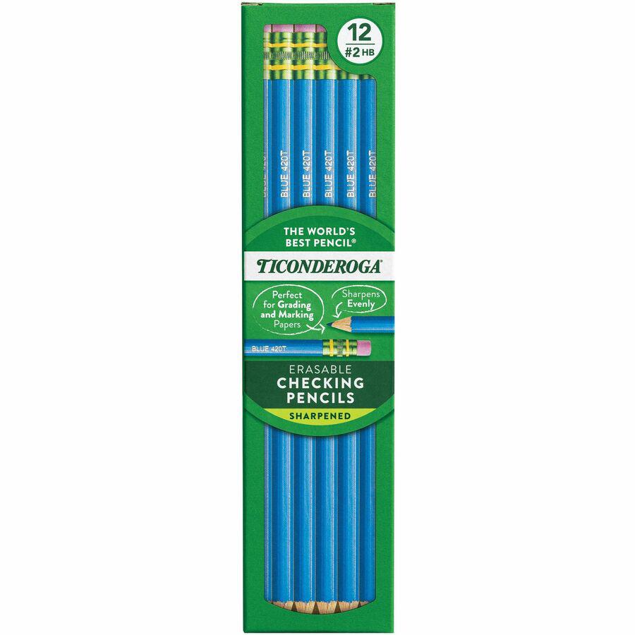 Ticonderoga Pre-Sharpened Erasable Checking Pencils - HB Lead - Blue Lead - 12 / Box. Picture 6