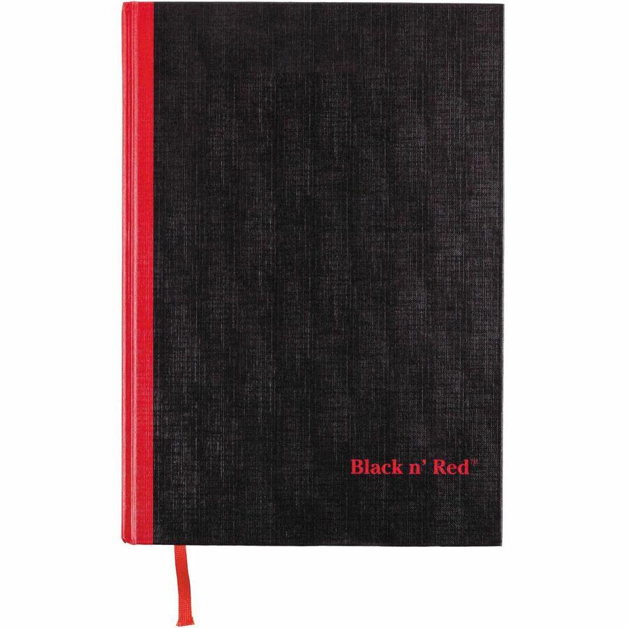 Black n' Red Casebound Ruled Notebooks - A4 - 96 Sheets - Sewn - 24 lb Basis Weight - A4 - 8 1/4" x 11 3/4" - White Paper - Red Binding - BlackHeavyweight Cover - Hard Cover, Ribbon Marker - 1 Each. Picture 5