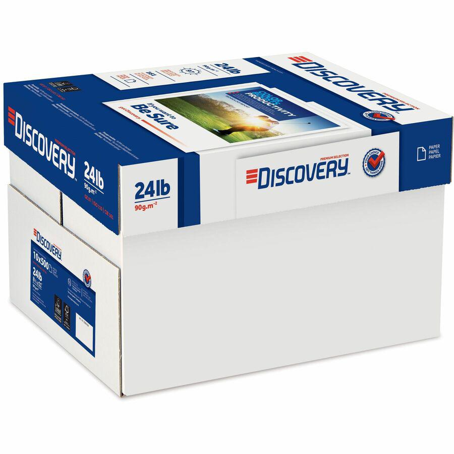 Discovery Premium Multipurpose Paper - Anti-Jam - White - 97 Brightness - Letter - 8 1/2" x 11" - 24 lb Basis Weight - 5000 / Carton - Excellent Ink Absorption - White. Picture 2