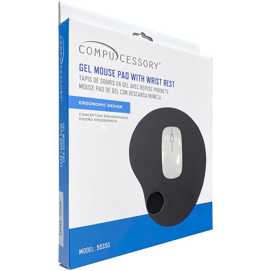 Compucessory Gel Mouse Pads - 9" x 10" x 1" Dimension - Black - Gel - 1 Pack. Picture 7
