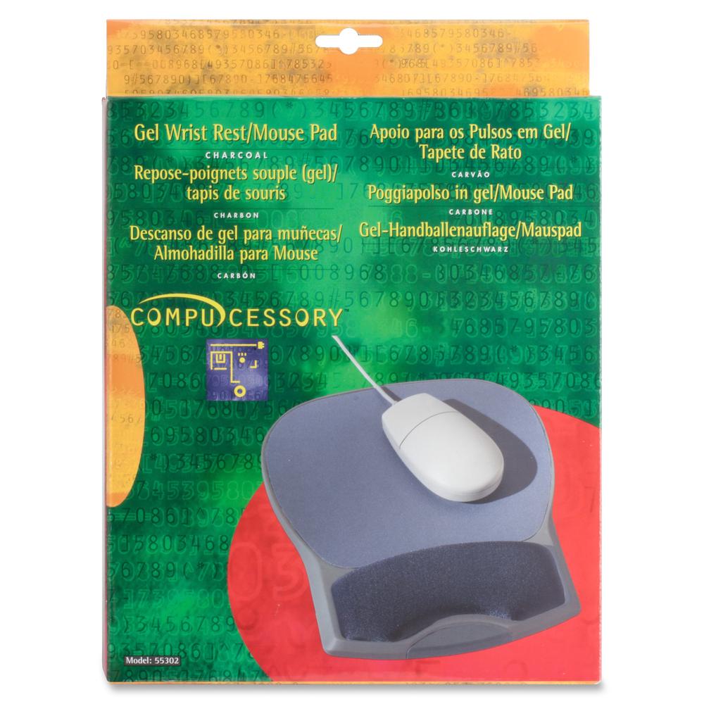 Compucessory Gel Wrist Rest with Mouse Pads - 8.70" x 10.20" x 1.20" Dimension - Charcoal - Gel, Lycra - 1 Pack. Picture 2