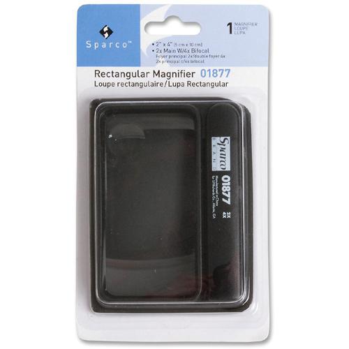 Sparco Rectangular Handheld Magnifier - Magnifying Area 2" Width x 4" Length - Acrylic Lens. Picture 2