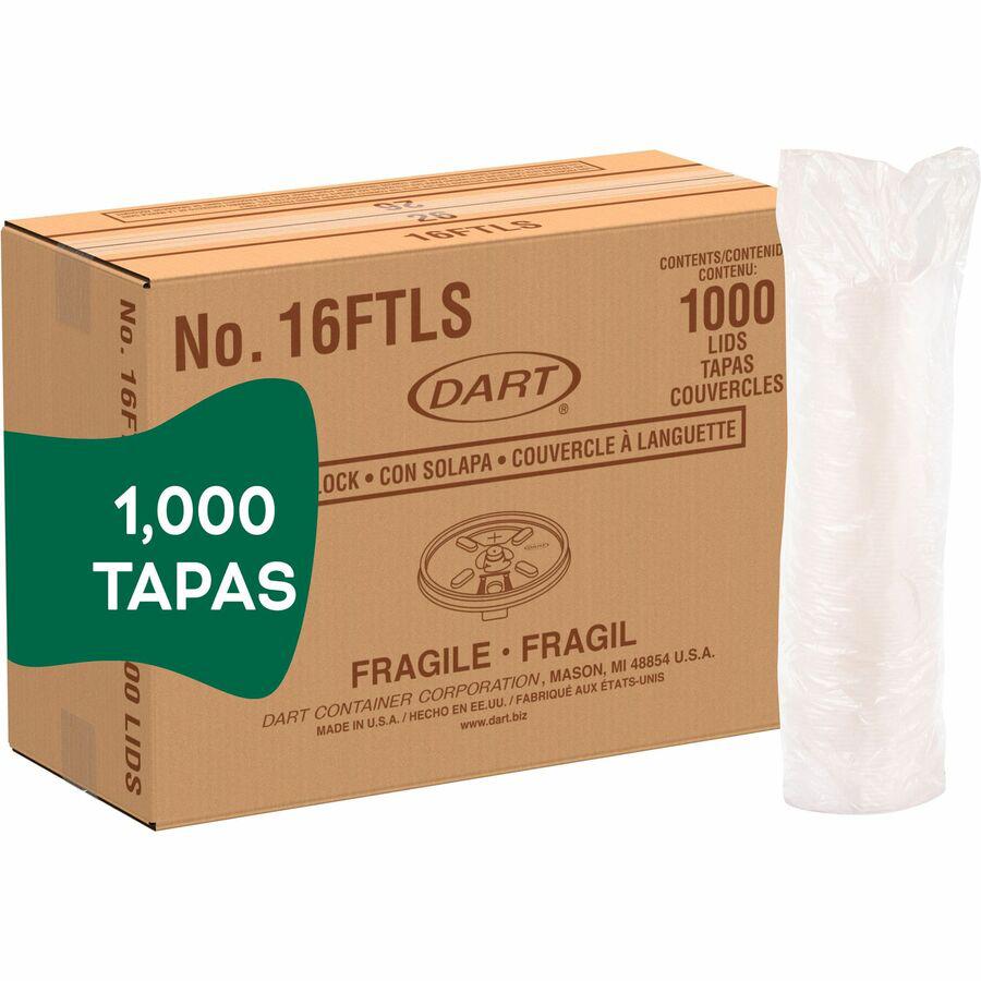 Dart Lift-n-lock Fold Tab Lids - Round - Plastic - 10 / Carton - 100 Per Bag - White. Picture 7