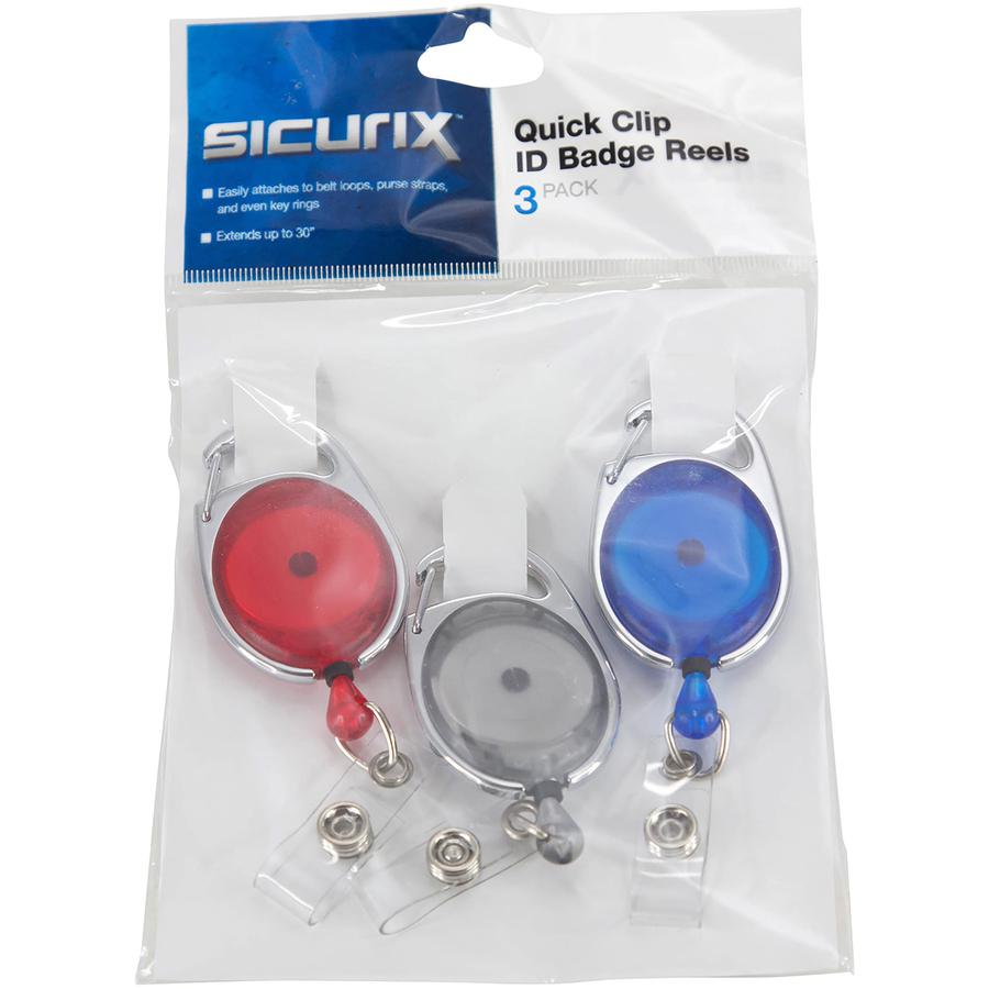 SICURIX Quick Clip ID Card Reel - 3 / Pack - Beige, Green. Picture 2